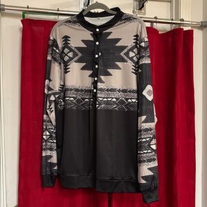 Men's Black and Gray Patterned Dress Shirt